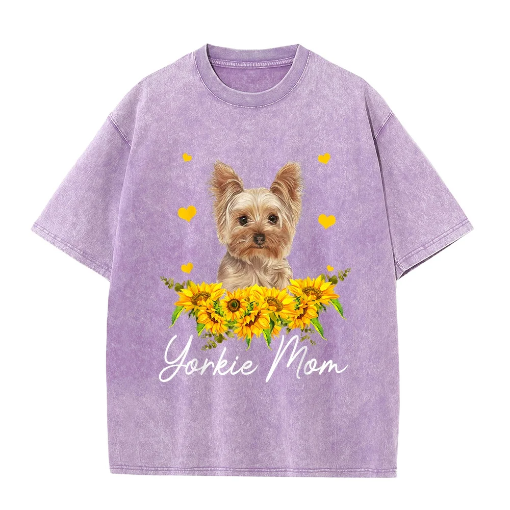 Suower Yorkie Mom Dog Lover T-Shirt Oversize T-Shirts Men's Clothing Deals Everyday Short Sleeve Tee Round Neck Graphic Pet