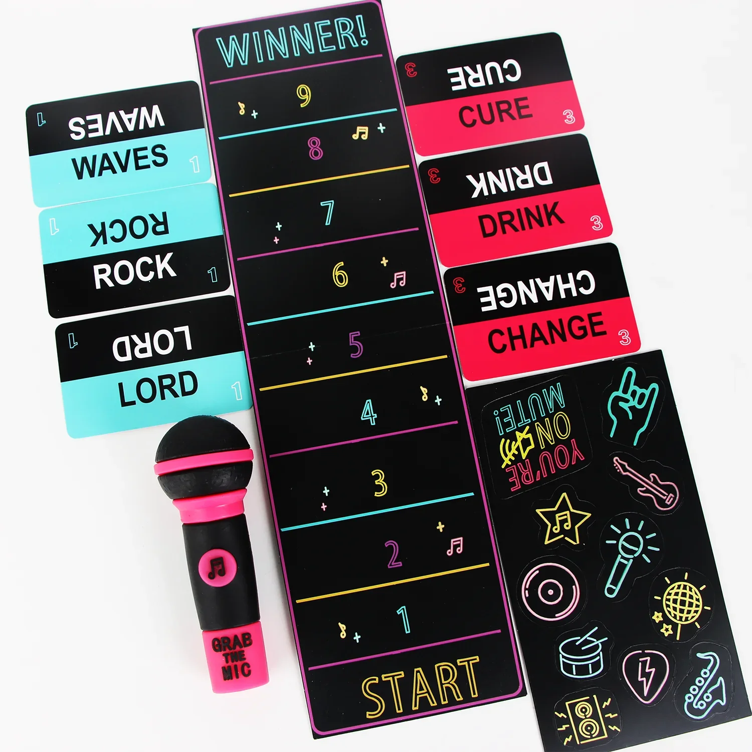 

Grab The Mic @The Family Karaoke Game 8+ Year Olds, 2-10 игроков — настольная игра для плохих певцов — 250 лирических карт для развлечения Hilario