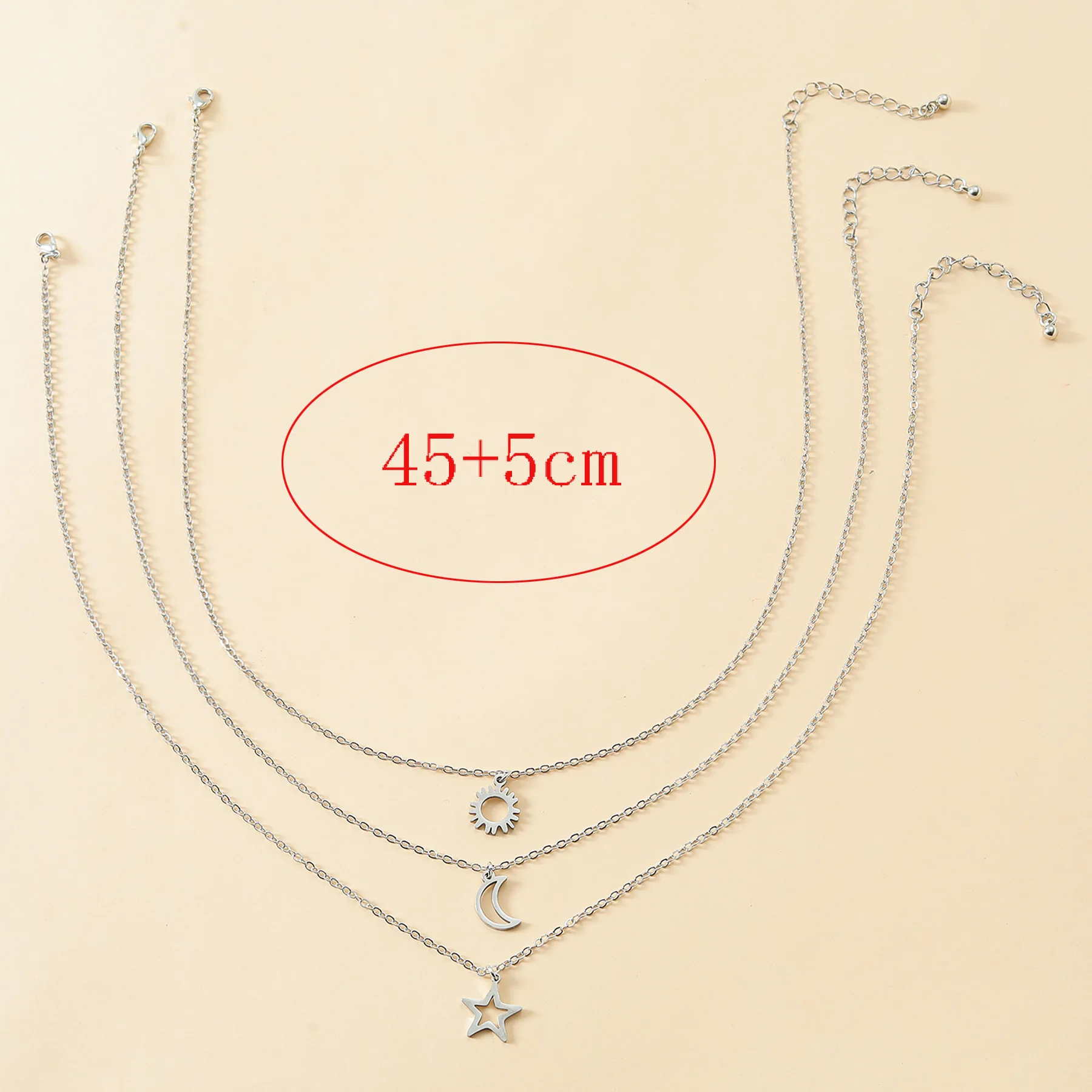 2023 New Stainless Steel Sun Moon Star Good Friend Good sisters Card Collar Necklace 3-piece Gift Wholesale