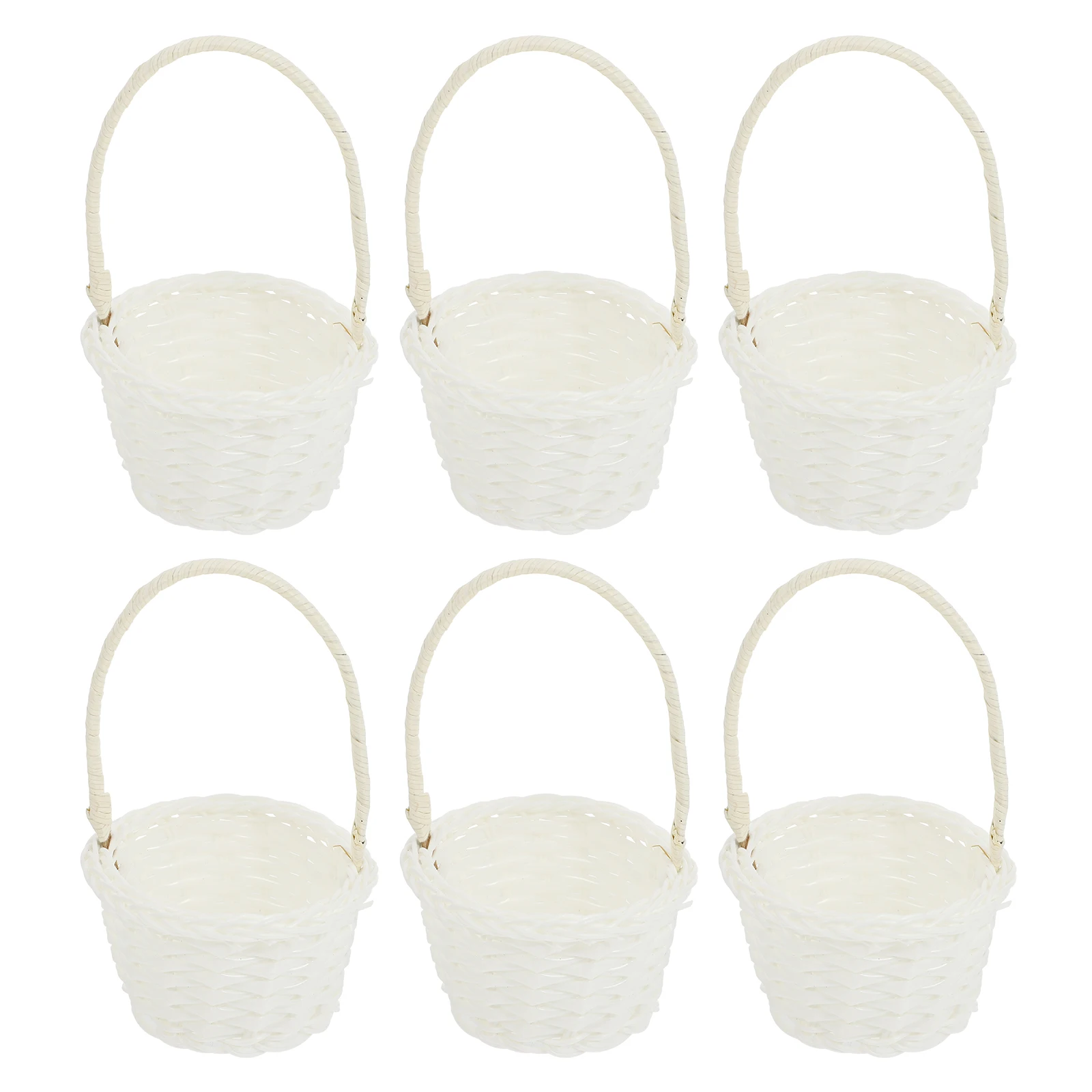 

6Pcs Rattan Wicker Baskets Vegetable Basket with Handle for Picnic Laundry Garden Child Country Style Storage Solution