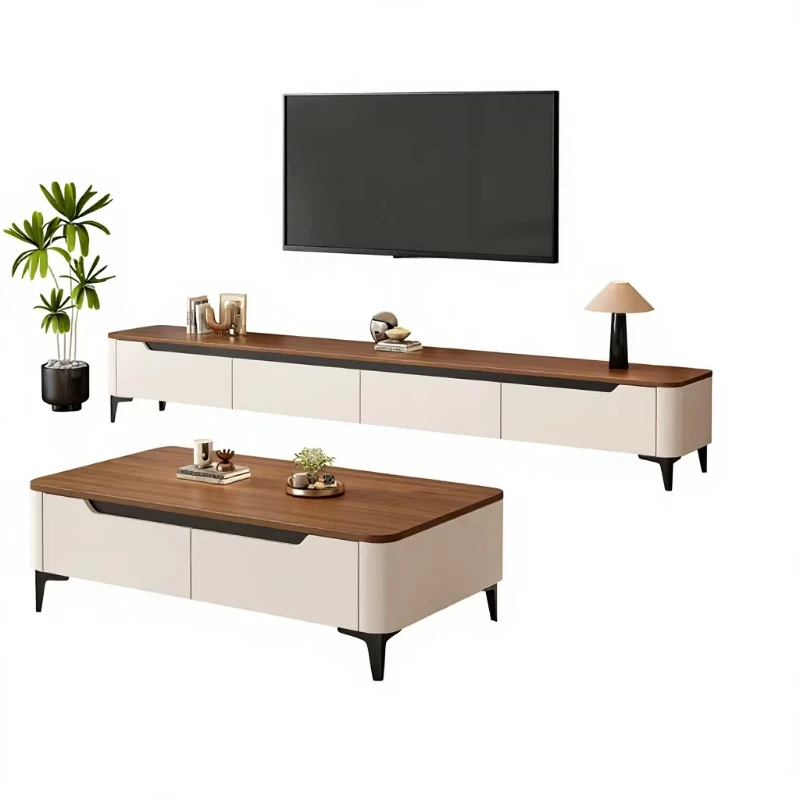 TV Cabinet and Coffee Table Set - Modern Solid Wood TV Cabinet for Living Room Furniture