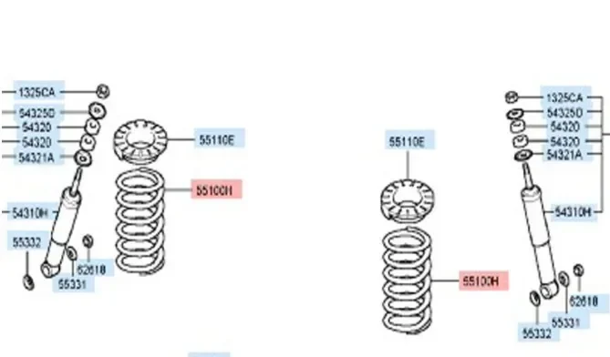 55100H1300 Auto Suspension Rear Left Right Coil Spring For Hyundai Terracan 2.5 2.4 2.9 3.5 Brand New Genuine