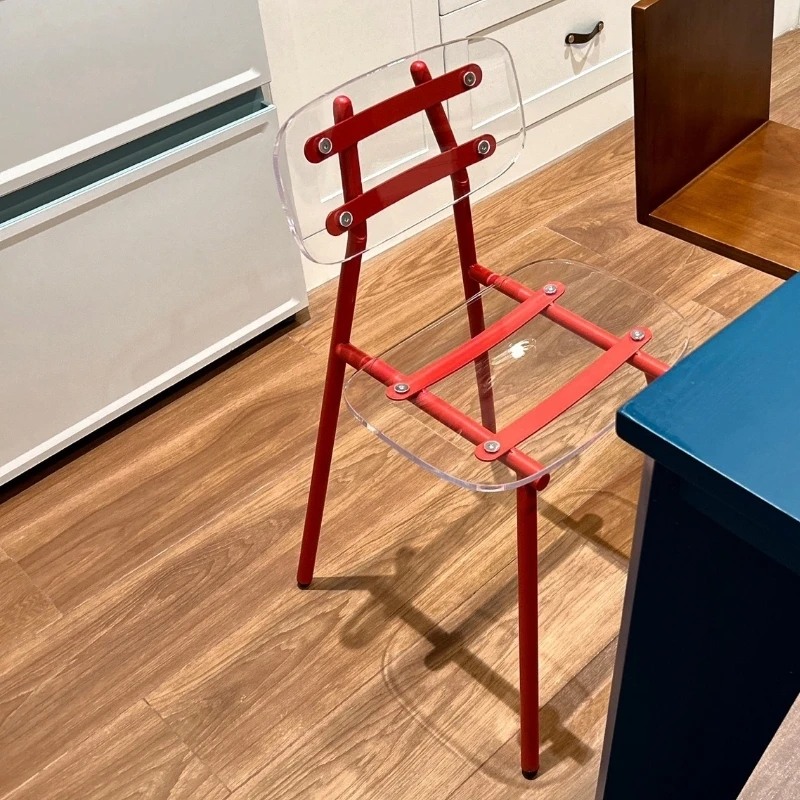 Acrylic Transparent Dining Chairs Backrest Bar Stool for Cafe Modern Designer Restaurant Seat Contemporary Kitchen Chair