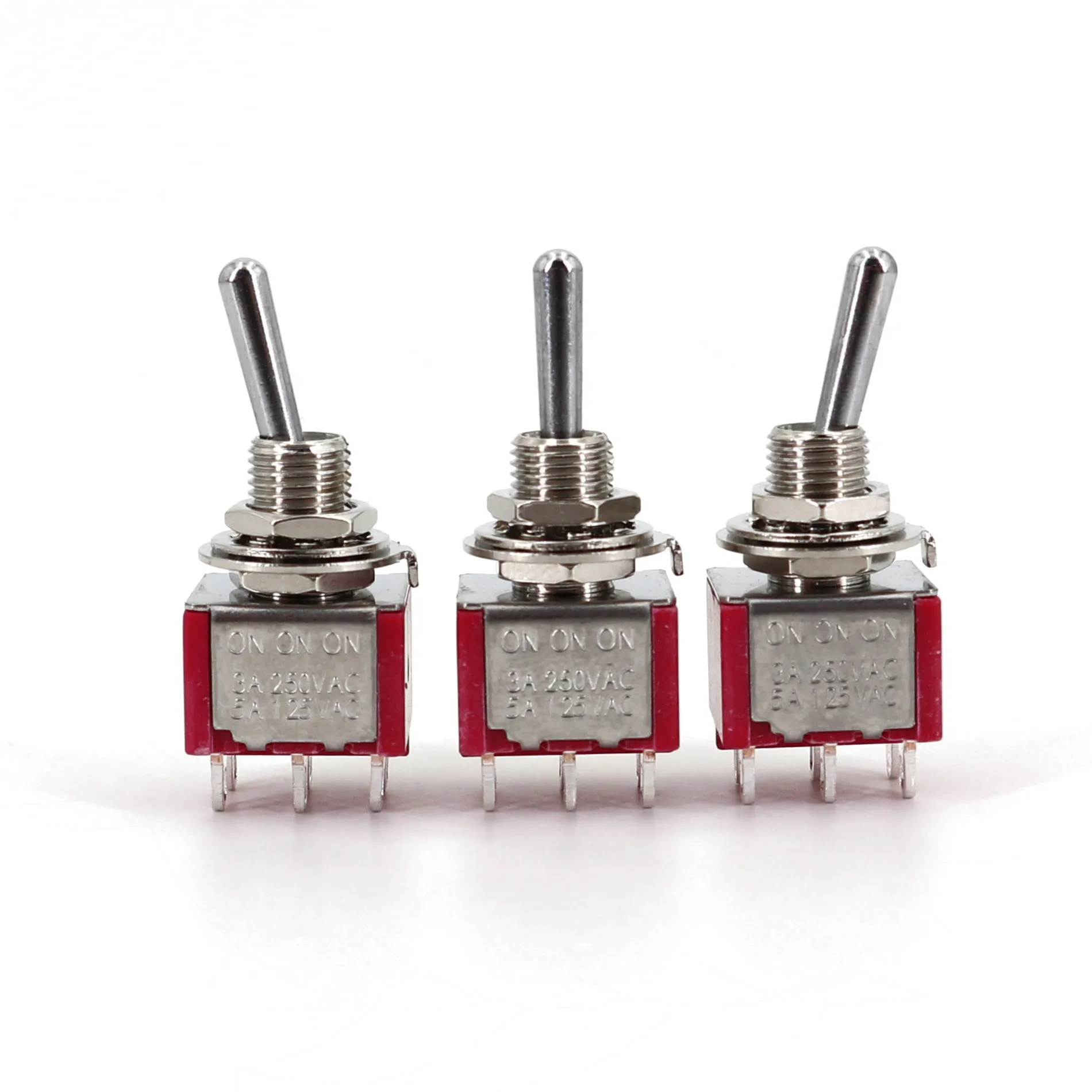 5Pcs SH T80-T T812 Standard Handle 6Pin ON-ON-ON 3-Way SP3T 6.35mm Panel Mount Mini Toggle Switch