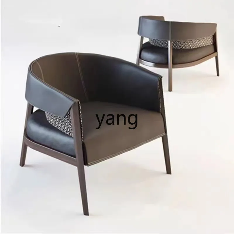 

LH light luxury solid wood single sofa chair B & B double triple leather fabric reception sofa