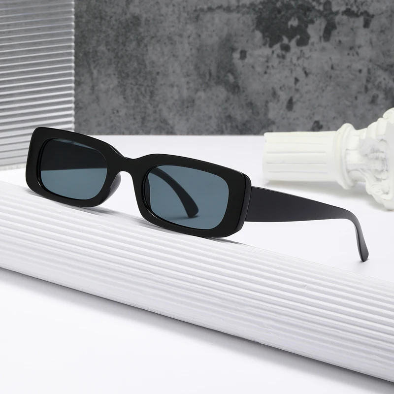 Black Square Sunglasses Men Rectangle Small Sun Glasses Male Retro Black Lens Driving Fishing Oculos UV400 image 3