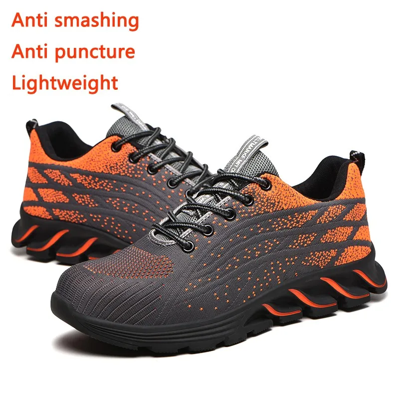 Men's Work Safety Shoes Anti-smashing Steel Toe Puncture Proof Construction Lightweight Breathable Boots Men Women Sneakers