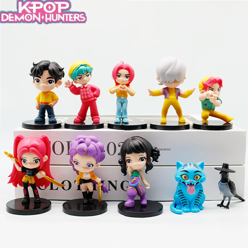 

10pcs Kpop Demon Hunters Anime Figure Toys Cute PVC Movable Joints Action Figure Model Dolls 2026 Birthday Decoration Toy Gifts