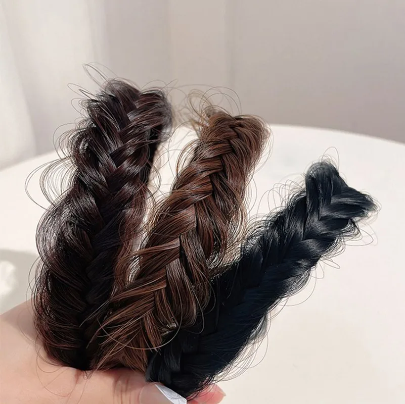 Frauen synthetische Perücke Twist geflochtene Haar bänder Mode Zöpfe Haarschmuck Frauen böhmische Natur Stirnband Stretch für Party – Detail 3