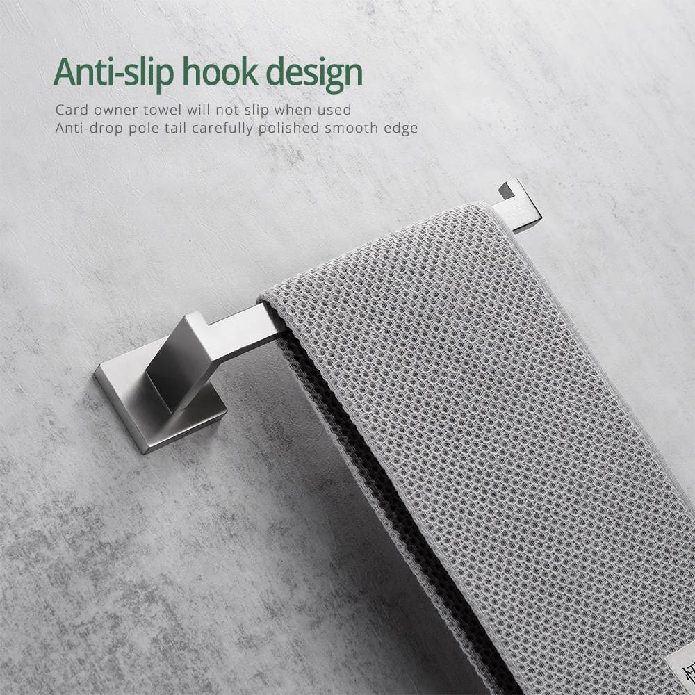 Brushed Nickel Towel Rack Bathroom Hardware Set Towel Holder Hanger Stainless Steel Towel Rails Nails Wall Mounted Rustproofed