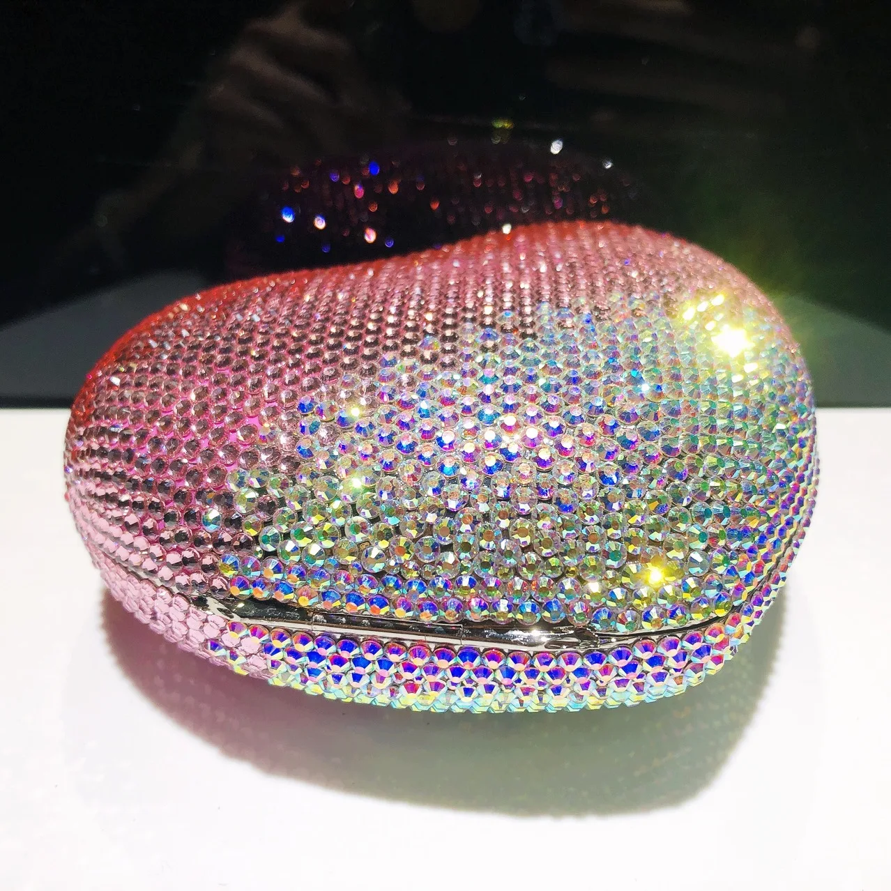 Dazzling Heart Shape Diamond Women Evening Wedding Bag Crystal Bridal Clutches Handbags Girls Dinner Banquet Minaudiere Purses