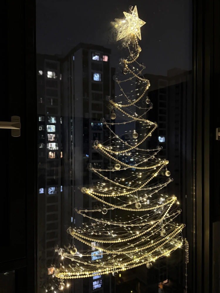 Space Saving Christmas Tree Led Wall Light Window Decoration Light DIY Light-up decorative lights