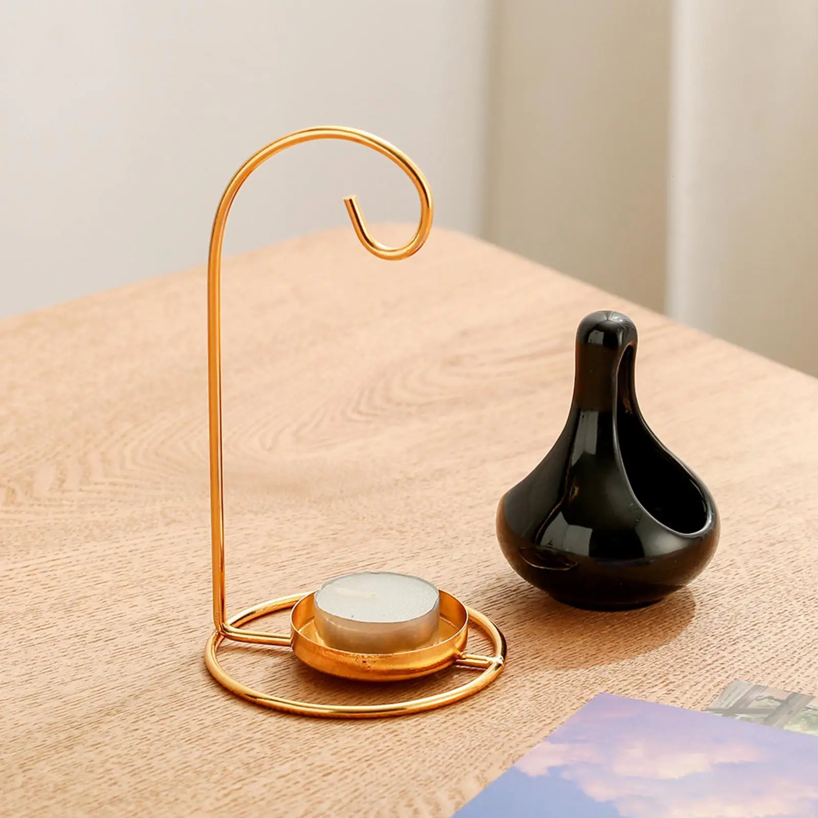 6.7inch Ceramic Wax Melt Burner Essential Oil Diffuser Home Decor Iron Stand