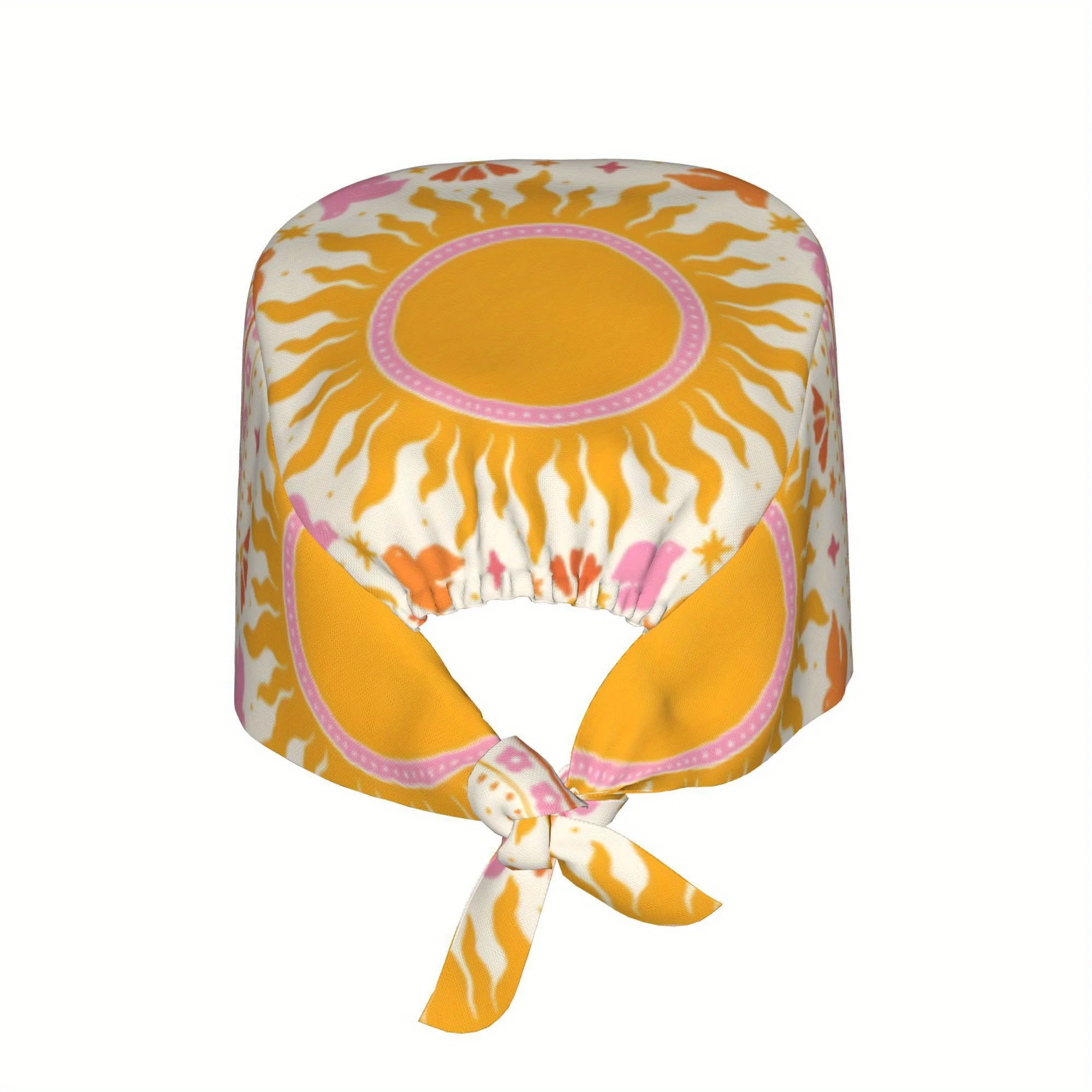 1pc Flower Women's Stylish Printed Work Cap - Lightweight Adjustable Skull Cap, Tie-Back Nurse Hat, Dustproof Chef & Cooking Cap