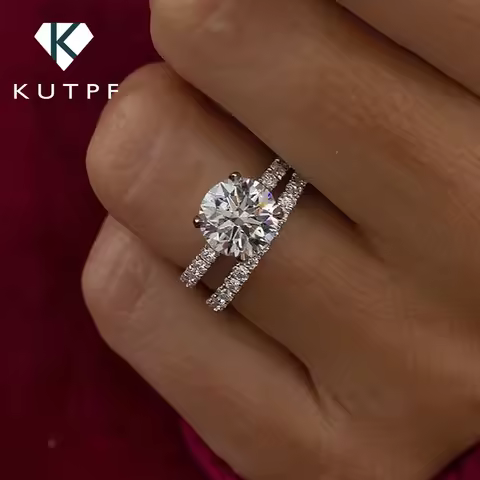 Full Moissanite Bridal Rings Set With Certificate D Color Diamond Engagement Ring 925 Sterling Silver Wedding Band For Women