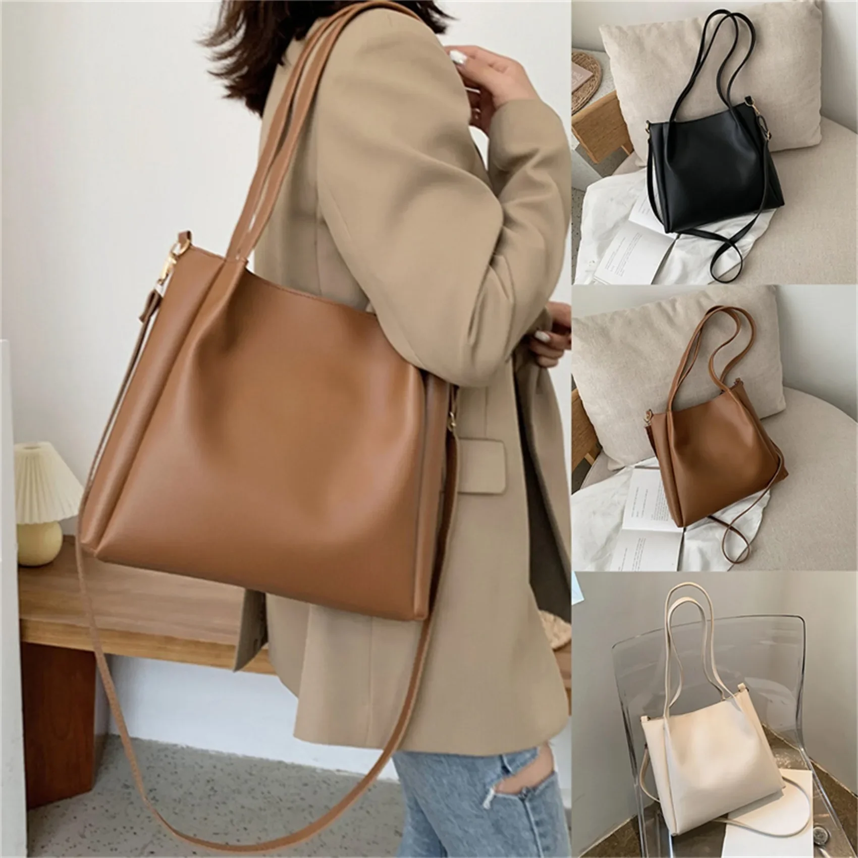 New Fashion Women Shoulder Bag Solid Fashion Handbag Crossbody Bag Women\'s Minimalist PU Leather Bag for Work Handbag