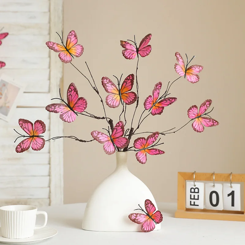 Artificial Butterfly Flower Branch Creative Home Decoration DIY Bouquet Wedding Flower Arrangement Supplies Flowers Accompanying