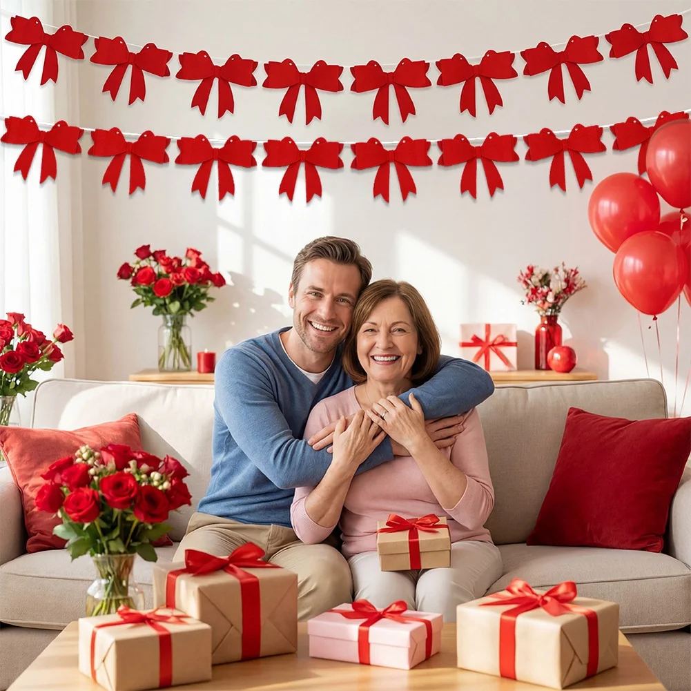 Home Holiday Celebration Mother\'s Day Banner Felt Bow Garland Party Decoration Rope And Threading Needle Included