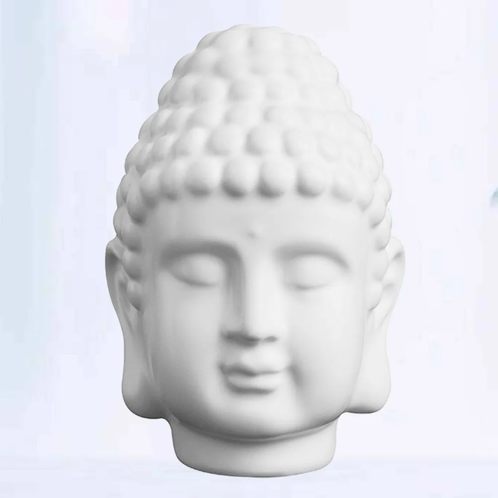 

1Pcs Resin Buddha Head Ornament Home Porch Living Room Decor Matte White Exquisite Farmhouse Outdoor Indoor Meditation