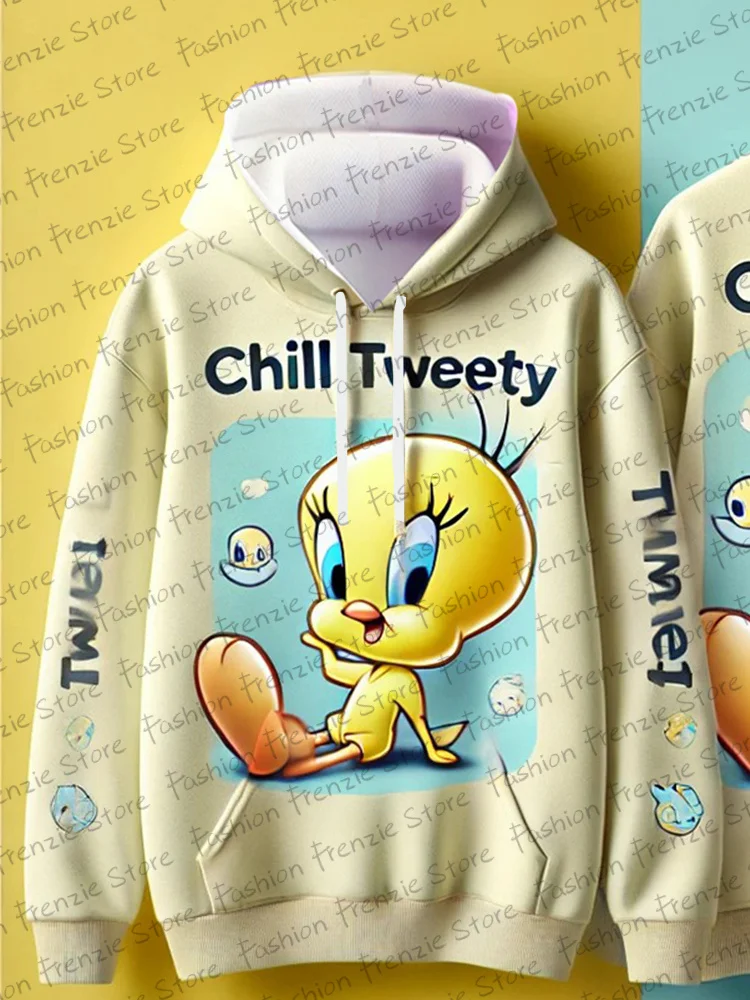 Disney Tweety Hoodie Kids Cosplay Hoody Baby Boy Girl Cartoon Hoodie Sweatshirt Birthday Gift For Children Fleece Warm Pullover