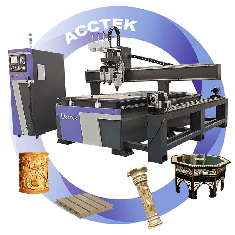 4 Axis Multi Heads Rotary Wood CNC Router Machine Rotary 4 Axis CNC Router Multi Process