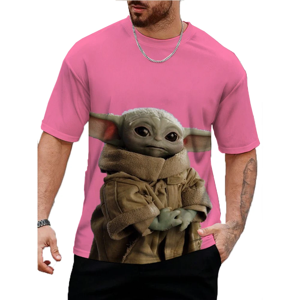 

Футболки для мужчин, футболка с принтом Marvel Yoda Baby, повседневная футболка с коротким рукавом и круглым вырезом, весенне-осенние футболки с графическим рисунком для мужчинTops As