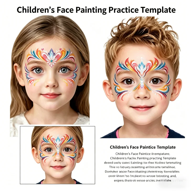 Plantilla de práctica de pintura no tóxica y lavable, tablero de ejercicios reutilizable para pintura facial y corporal para adultos