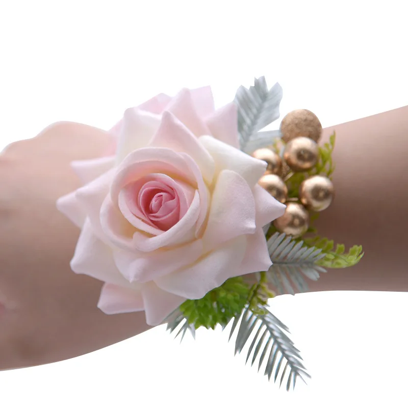 Kunstmatig Roze Roze Bloemen Pols Corsage Bruidsmeisje Huwelijk Bruiloft Accessoires Pols Bloem Voor Bruiloft