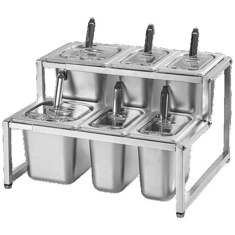 

Stainless steel basin shelf with lid Commercial jam box Transparent flip parts box Special ingredient box for milk tea shop