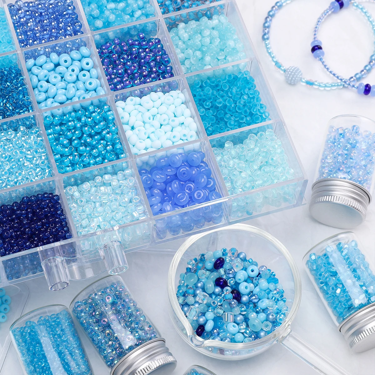 High Quality Glass Rice Beads In Various Styles Blue Series Loose Beads DIY Bracelets Necklaces Accessories Jewelry Making