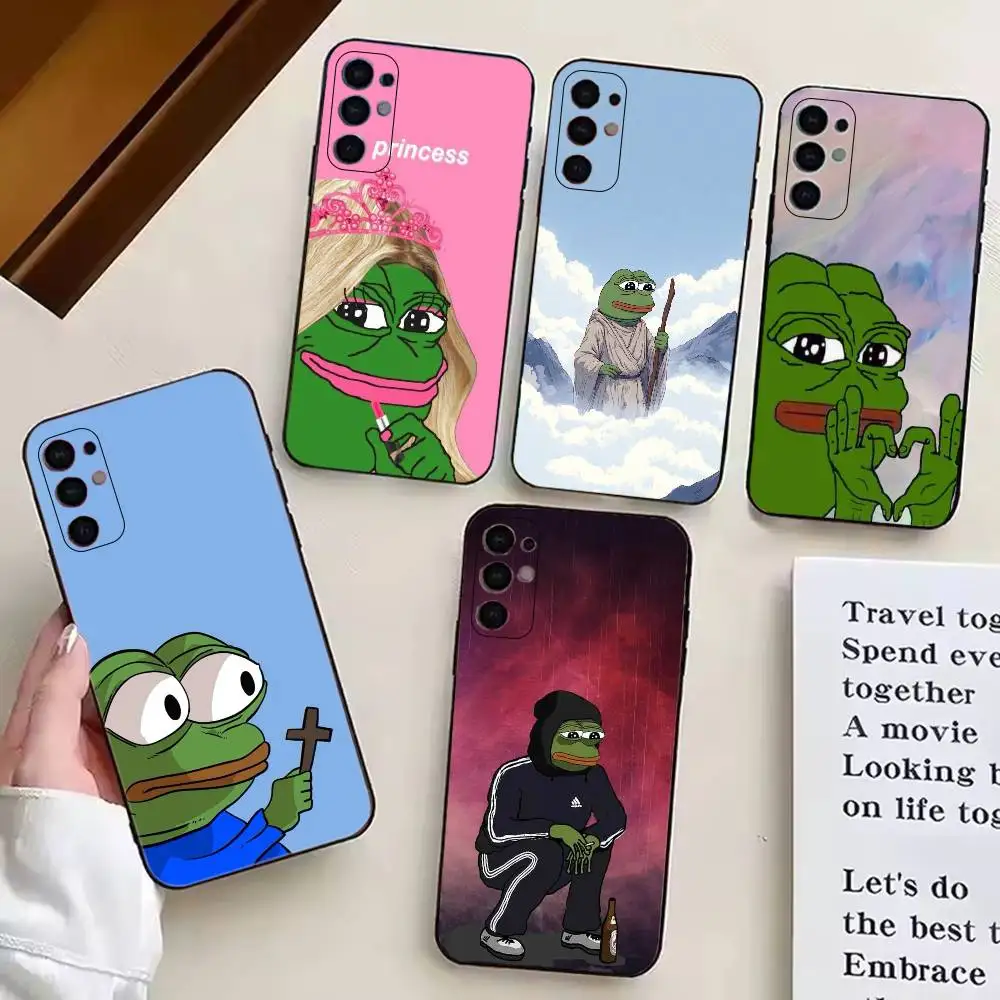 

P-Pepe the Frog Funny Phone Case Black Silicone Soft For Samsung S25,S24,S21,S22,S23,S30,Ultra,S20,Plus,Fe,Lite