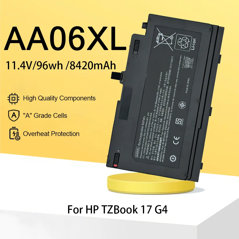

AA06XL 11.4V For HP ZBook 17 Laptop Battery G4 G4-1JA88AW G4-1RQ78EA G4-Y3J82AV HSTNN-DB7L 852527-222 AA06096XL