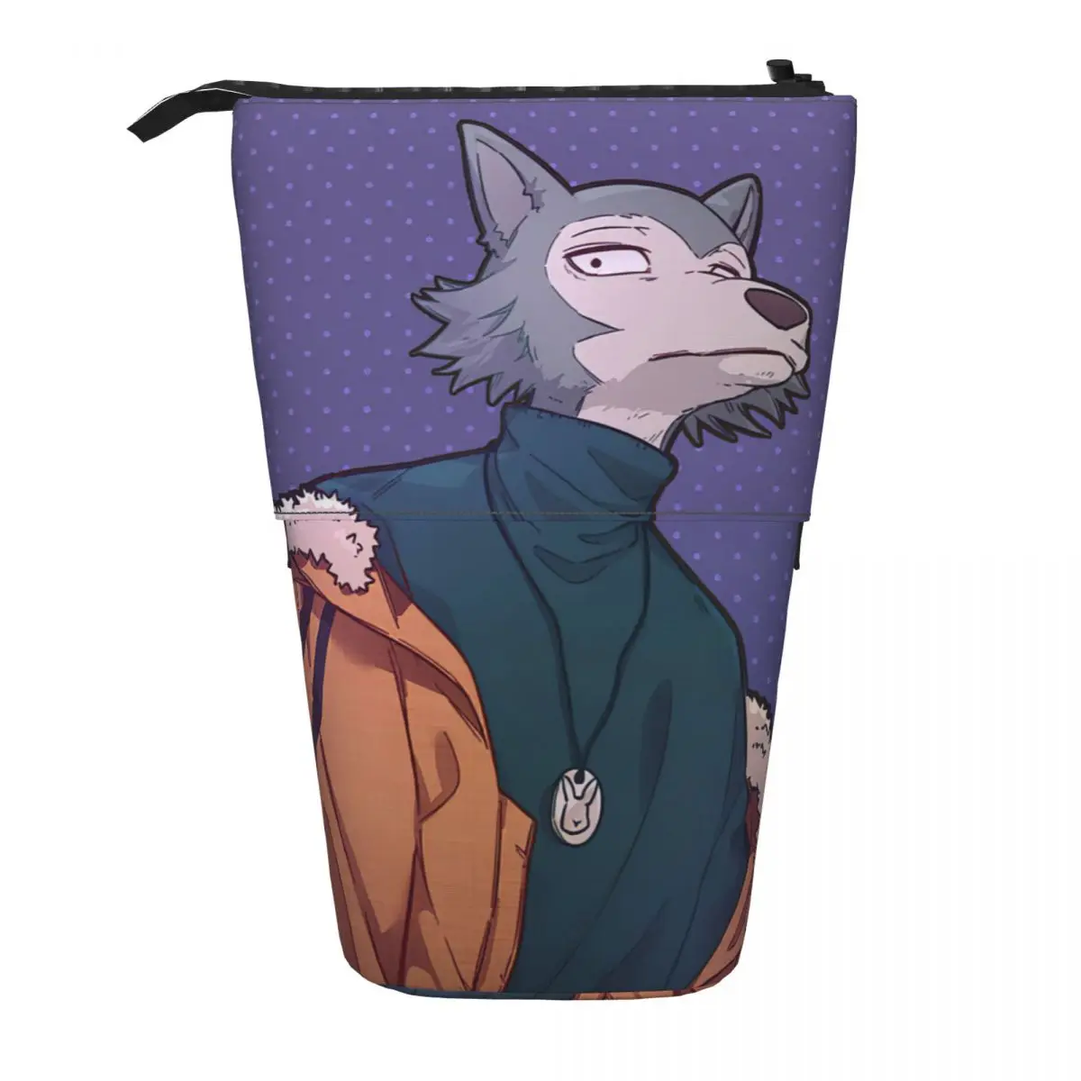 Legoshi,Beastars Anime Manga Pen Box Student School Zipper Pen Bag Child Stationery Bag Pencase Vertical Retractable Pencil Case