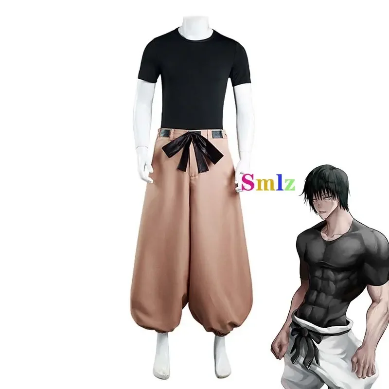 Fushiguro Toji Cosplay Anime Jujutsu Kaisen Costume Men Top Pants Wig Halloween Rave Party Combat Uniform Suit