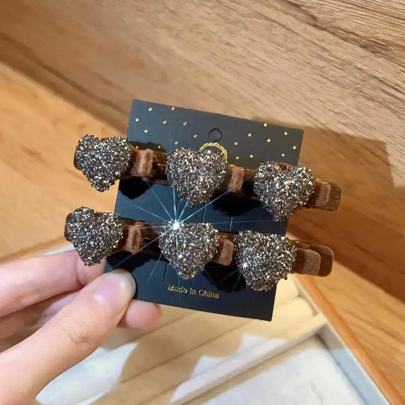 

New Fashion Sparkling Crystal Stone Hairpin 3 Flower Hair Clips For Women Braided Hair Duckbill Hair Claw Headwear