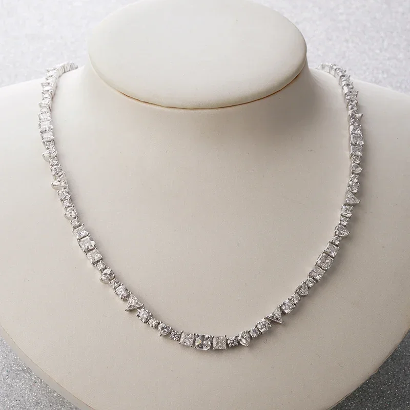 Joias finas de forma diferente Moissanite Diamond Chain Gra Vvs Moissanite Tennis Colar