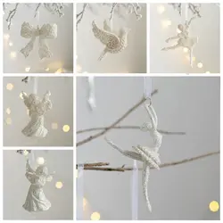 Glitter Christmas Tree Ornament Plastic Note Christmas Angel Girl Pendant Wear-resistant Delicate Mini Glitter Pendant