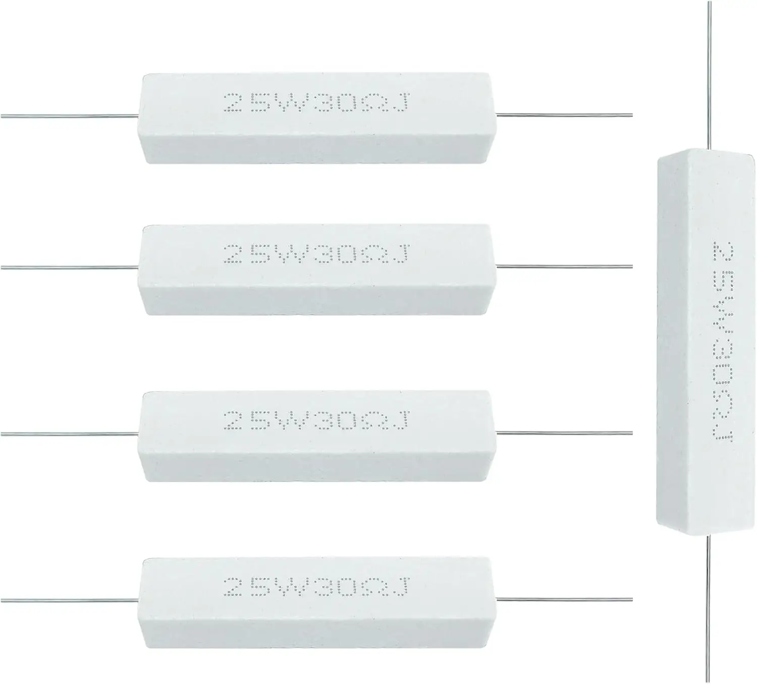 5PCS 25w 30Ohm 5% Ceramic Cement Resistor Wire Wound Power Resistor Assortment Used in Computer TV Set Apparatus