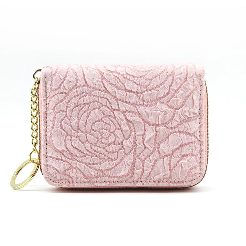 Rose Print Wallet For Women PU Leather 11 Bits Organ Card Holder Large Capacity Short Zipper ID Card Bag Small Coin Purse New