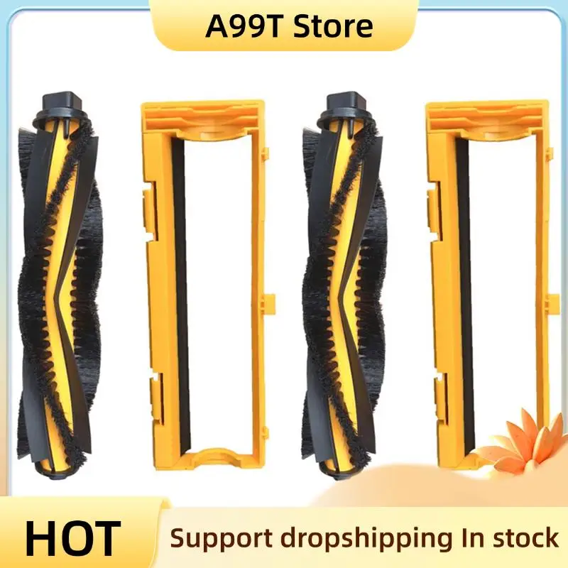 A99T Replacement 2Pcs Vacuum Cleaner Main Brush + 2Pcs Roller Brush Plate Cover For ROSCENIC 800T 820S 830S 830P For LIECTROUX C