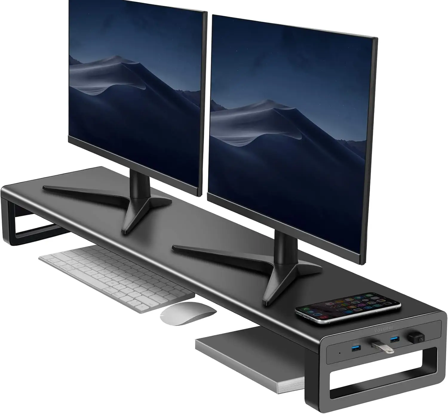 

Подставка для двух мониторов с USB 3.0 хабом, металлическая подставка для компьютеров, телевизоров, принтеров, колонок - настольный органайзер