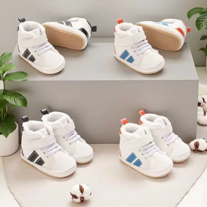 

Теплые противоскользящие сапоги с резиновой подошвой для малышей, очаровательные зимние сапоги для маленьких девочек и мальчиков, цветные блоки 0–18 месяцев