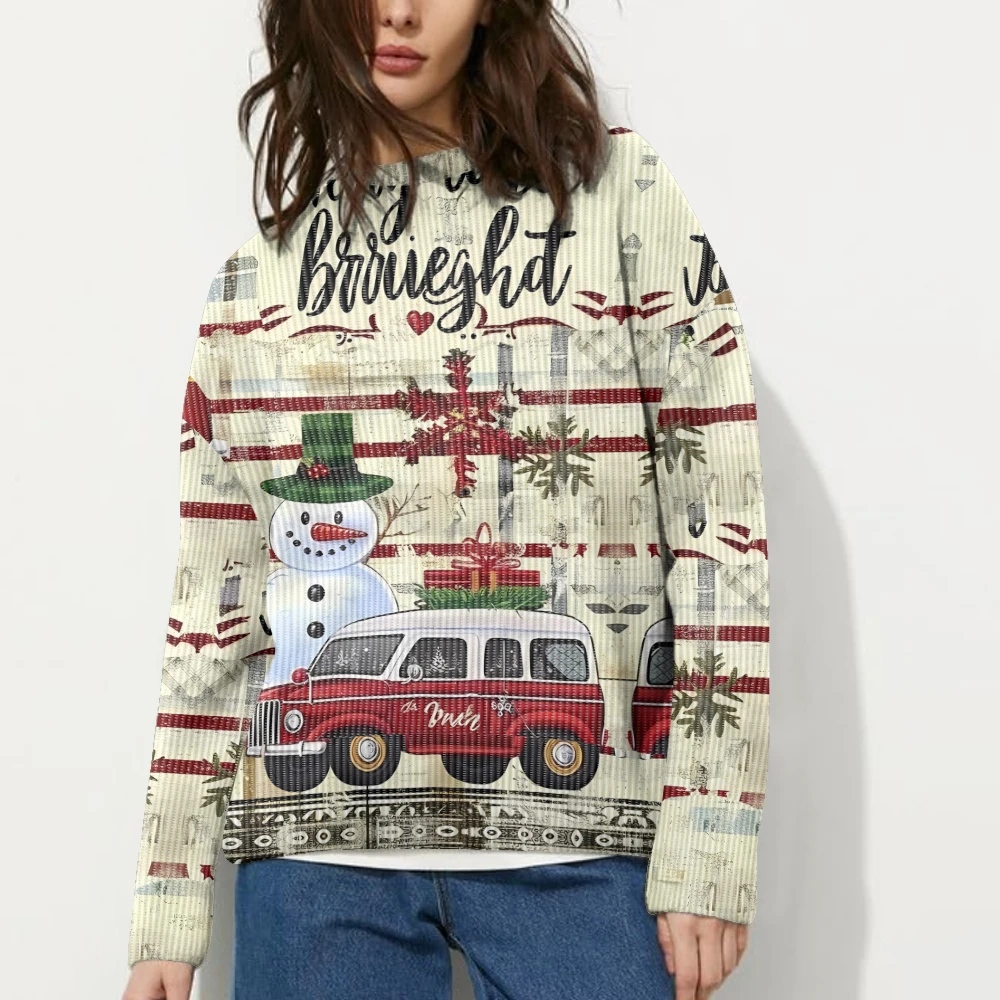 

2024 New Arrivals Men's and Women's Warm Pullovers Unisex Casual Sweater Comfortable Fabric Snowman Printed