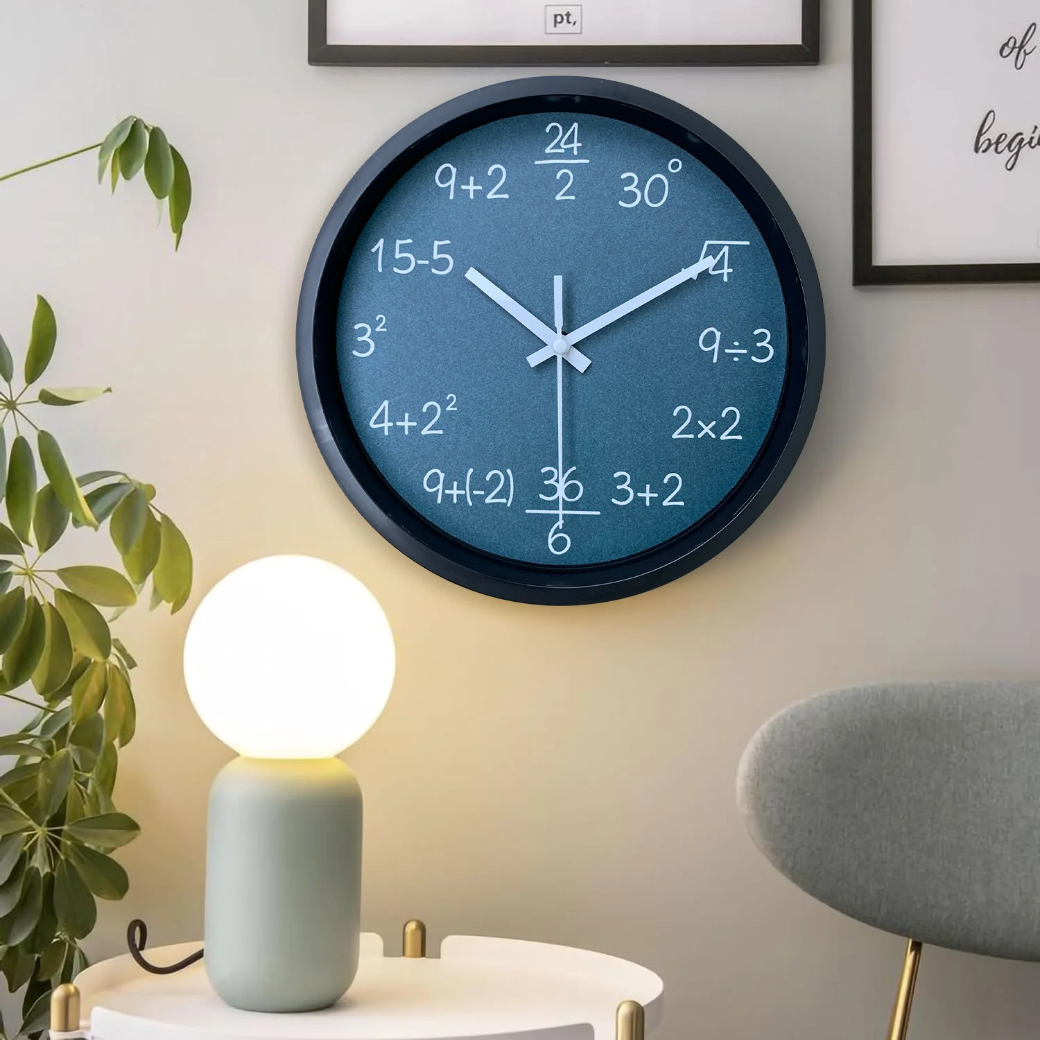 1pc mathematical function formula design wall clock, children\'s teaching clock, learning wall clock, home silent wall clock