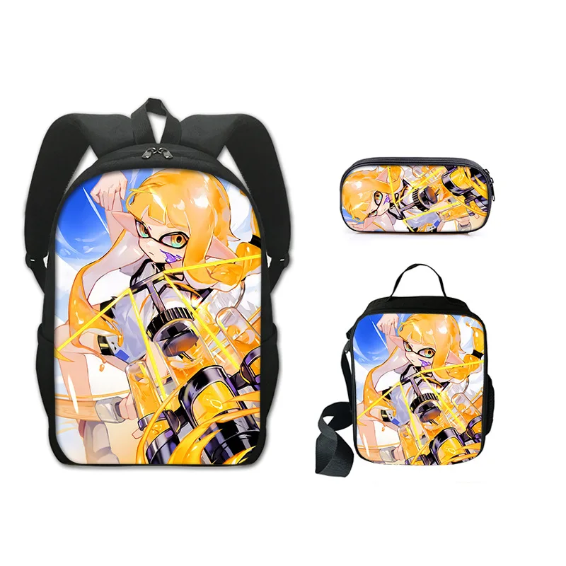 

Harajuku популярный новый Splatoon 3 3D принт 3 шт./компл. школьные сумки для ноутбука рюкзак сумка для обеда пенал