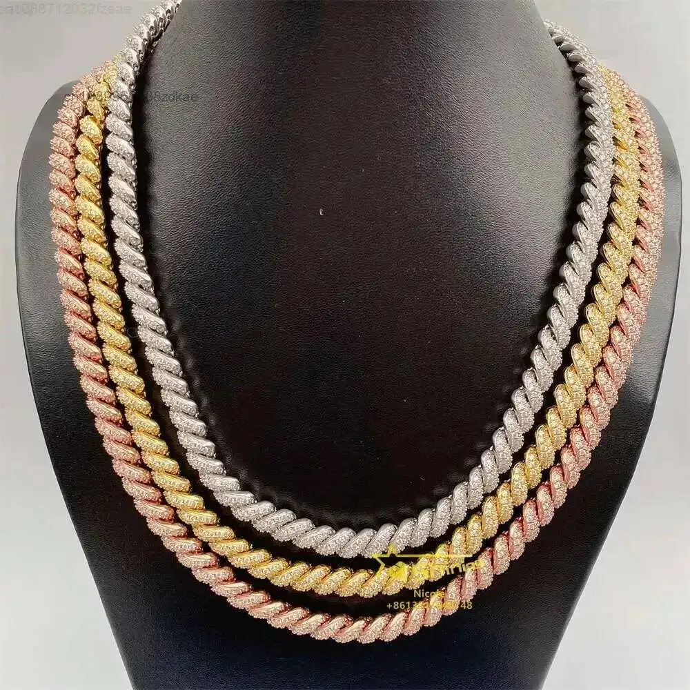 

New Arrivals Best Price Hip Hop Iced Out Gra Moissanite Sterling Silver 8mm Iced Out Twist Rope Chain