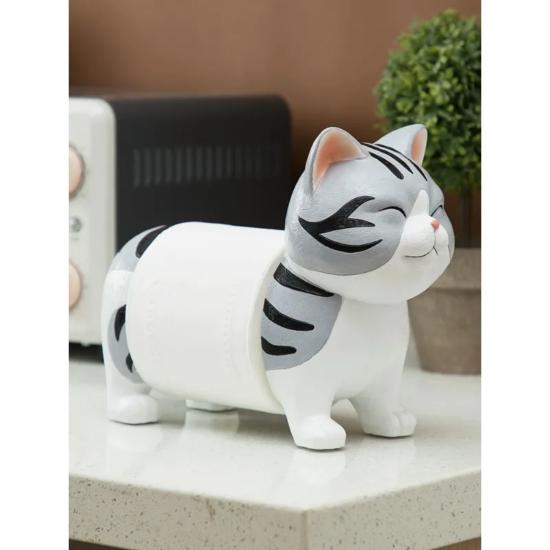 

Desktop roll paper towel holder cartoon tissue box creative dining table coffee table kitchen roll holder cute cat tissue holder