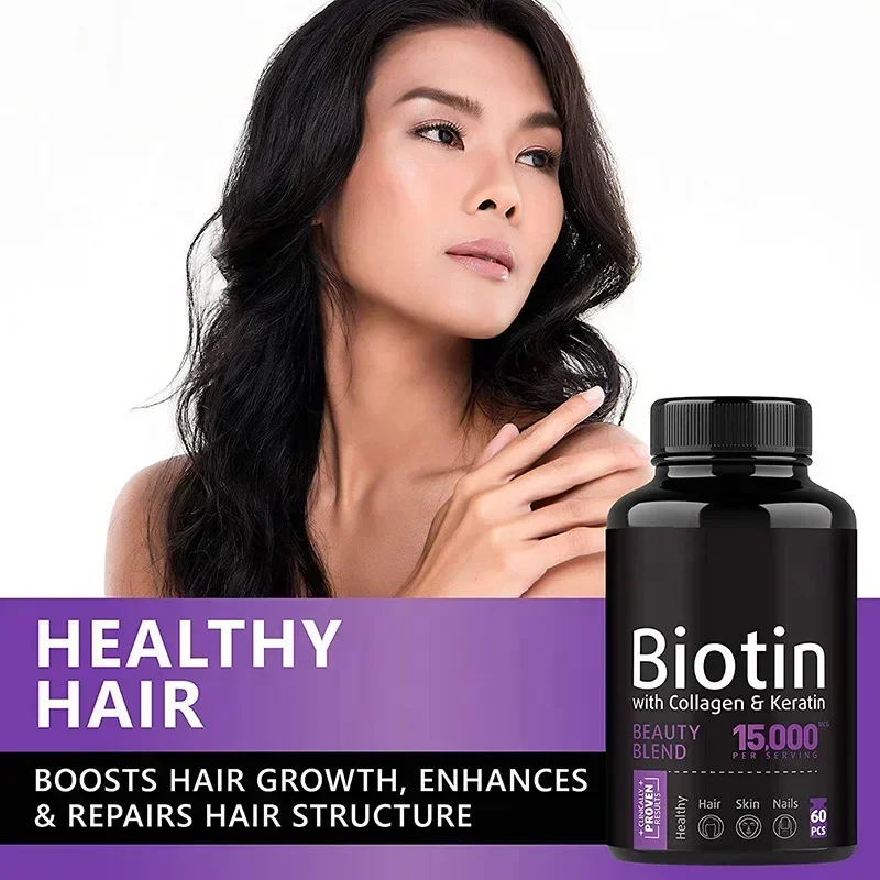 

1 bottle of biotin capsules to enhance immunity improve skin tone promote hair growth improve physical fitness