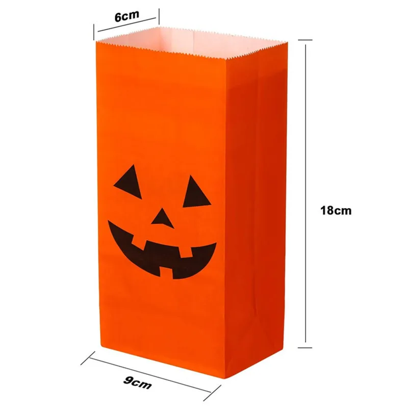 Saco De Papel De Abóbora De Halloween, Engraçado Criativo Cookie Bags, Embalagem De Presente, Sacos De Doces De Fundo Quadrado, 50 Pcs/lote