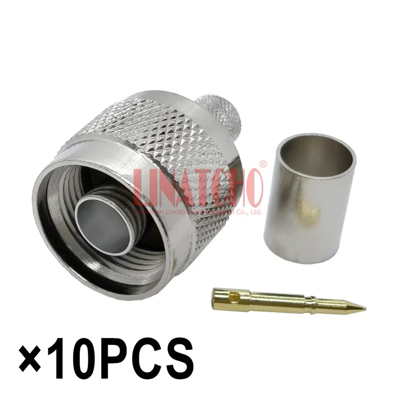 

10 шт. RF коаксиальный адаптер LMR300 LMR240 RG8X 50-5 Jack, латунный, для кабеля 5D-FB, обжимной, N-штекер